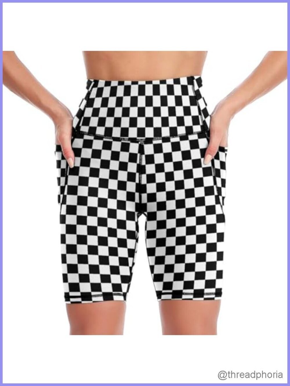 High Waist Knee Length Biker Shorts Tummy Control Workout Running Leggings with